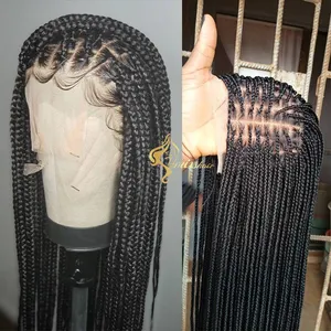 Sell Well Raw Indian Human Hair Braided Wigs Lace Front Glueless 360 Full HD Lace Frontal Wigs Human Hair