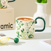 Tasse en céramique moderne rétro de luxe conception de fleurs d'iris grande capacité étanche sans BPA camélia internet boîte cadeau de célébrité pour