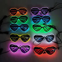 Lunettes de soleil LED en forme de cœur néon avec 3 modes d'éclairage, décoration de fête de Noël du Nouvel An, lunettes décoratives