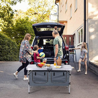 Table de camping pliable portable pour voiture avec organisateur de rangement