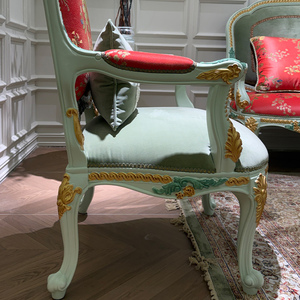 Sillón Cabriole de Salón, Estilo Provincial Francés Luis XVI, Bordado, Ornamentado y Esculpido, para Ocasiones Especiales, Silla de Ocio - Product Image 2