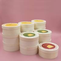 Boîte à dessert ronde jetable en bois de peuplier, conteneur alimentaire en bois de qualité alimentaire pour gâteaux et pâtisseries à emporter, vente en gros