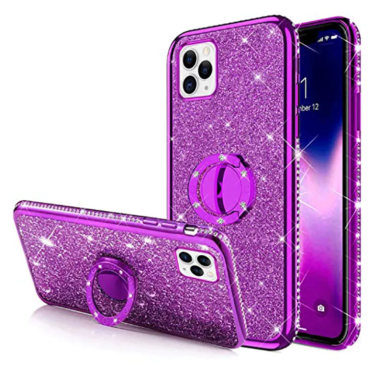 Coque de téléphone en Tpu scintillante avec anneau Bling, étui pour Iphone 11 Pro 11 Pro Max, coque pour iPhone 14 Pro Max