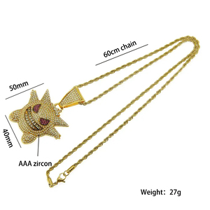 <span class=keywords><strong>Collana</strong></span> Hip Hop con Ciondolo Gengar Cartoon <span class=keywords><strong>Anime</strong></span>, Catena con Pendente a Forma di Piccolo Mostro con Diamanti - Product Image 2