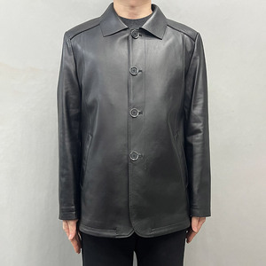 Nuova Giacca in Vera Pelle di Pecora per Uomo, Colletto Rovesciato, Chiusura Monopetto, Alta Qualità - Product Image 2