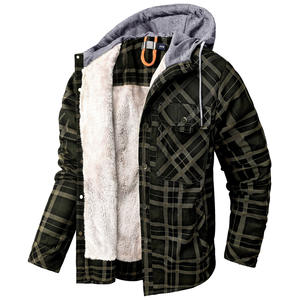 Wholesale Plaid Quilted <strong>Lined</strong> Winter Coats Thick Hoodie Outwear Men <strong>Fleece</strong> <strong>Shirts</strong> Outdoor Coat Jacket - Product Image 3