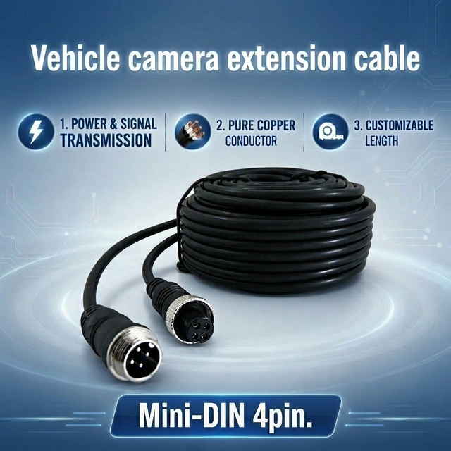 CE RoHS Mini Din 4-Pin Aviation Waterproof IP65 PVC Extension Cord Power Electric Wire for Vehicle Camera