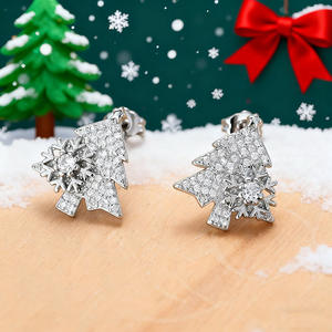 Pendientes de tuerca con forma de árbol de Navidad dorado E3316 con cristal de diamantes de imitación en forma de copo de nieve para mujer, joyería de regalo - Product Image 5
