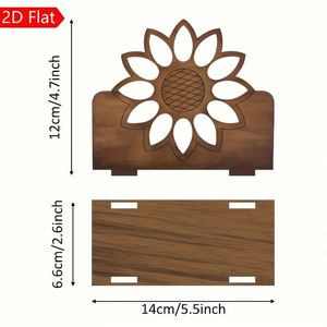 Porta Servilletas Rústico con Diseño de Girasol, Dispensador de Papel Decorativo de Madera Minimalista para Restaurantes, Hoteles y Cafés - Product Image 3