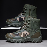 Bottes de Combat Tactiques d'Entraînement à Prix Direct Usine, en Cuir de Vachette et Mesh, à Lacets, pour Randonnée en Plein Air et Camping Sportif
