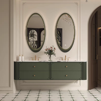 Meuble de salle de bain moderne avec miroir intelligent, vasque en pierre frittée, drain en laiton, LED anti-buée, résistant à l'eau, facile à nettoyer, personnalisable