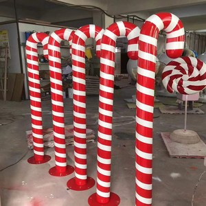 Personalizzabile di natale Candy Cane in fibra di vetro scultura rosso brillante strisce bianche per la casa prato decorazione della festa di natale - Product Image 1