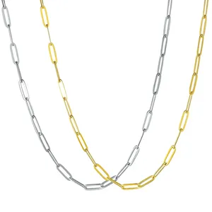 Chaîne en forme de trombones polies 2.5/2.7/4mm en acier inoxydable, collier ras du cou tendance pour superposition, bijoux étanches pour hommes et femmes - Product Image 1
