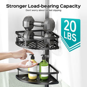 Organizador de Baño Resistente a la Oxidación, Extensible, Sin Taladros, Estantes de Ducha de Piso a Techo con Jabonera - Product Image 2