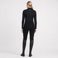 Chemise d'équitation pour femmes avec logo personnalisé, fermeture éclair 1/4, coutures plates, respirante, sous-vêtement de sport équestre