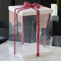 Boîte à gâteau transparente noir/rose/bleu/blanc de qualité alimentaire PET boîte à gâteau transparente vente chaude logo personnalisé 200 ensembles