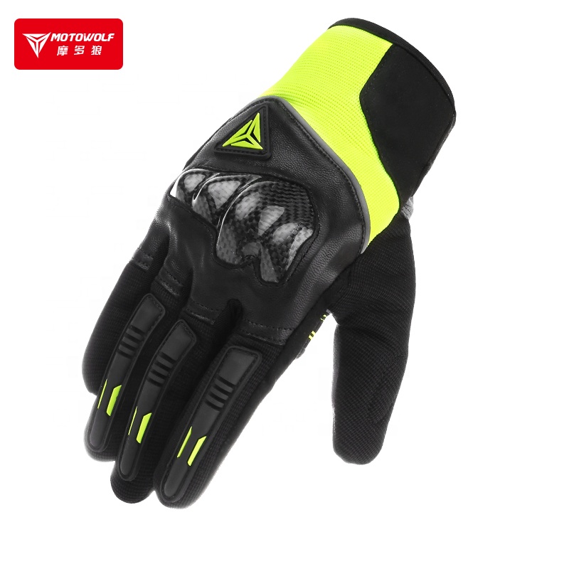 MOTOWOLF водонепроницаемый Сенсорный экран кожи в байкерском стиле для установки на трубу велосипедного гоночные перчатки для мужчин гонщик