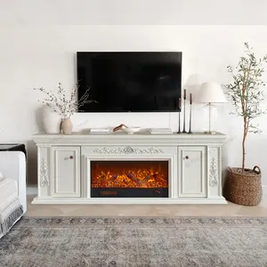 französischer Stil innen gebraucht Holz Holz elektrischer Kamin Mantel umgeben Fernseherständer Fernsehgerät mit Kamin