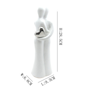 Décoration de mariage sculpture de couple <span class=keywords><strong>danseuse</strong></span> artisanale en céramique, galvanoplastie argentée - Product Image 3