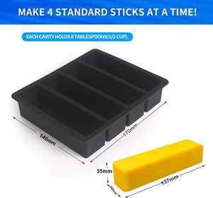 <span class=keywords><strong>Bac</strong></span> à glaçons en silicone durable empilable à 4 cavités <span class=keywords><strong>sans</strong></span> BPA grand beurre pour whisky et cocktail - Product Image 2