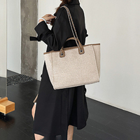 Sac fourre-tout en toile moderne durable avec fermeture éclair, logo personnalisé, chaîne métallique, sac à main de luxe pour femmes, vente en gros, marque privée