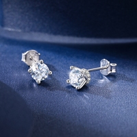 MULA klasik tasarım 5mm 10mm 0.5ct 1ct Moissanite elmas Def Vvs yuvarlak Moissanite kadınlar için geri itin Halo saplama küpe