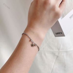 Dylam Wholesale Trendy Korea Style 925 Silver Sterling Star Beaded Gold Round <b>Beads</b> <b>Charm</b> <b>Bracelet</b> for Women Girls Handmade - Product Image 2