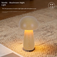 Lampe de Chevet LED Moderne en Bois en Forme de Champignon, Rechargeable USB/Type-C, Contrôle Tactile, Intensité Variable, Lumière Blanc Chaud pour Chambre à Coucher - Vente en Gros