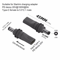 Adaptateur USB-C vers DC 5521, connecteur USB C mâle vers DC femelle, convertisseur d'alimentation pour Starlink Mini, compatible avec une source PD Type-C 20V 65W+