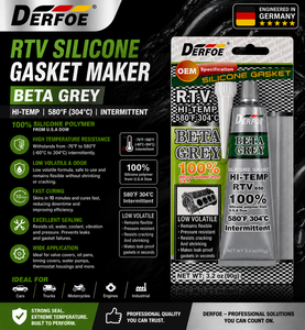DERFOE RTV ซิลิโคนกาวติดปะเก็นเบต้าเกรย์ 3.2 ออนซ์ ทนความร้อนสูง 580 ° ข้อกำหนด OEM ของ F - Product Image 4