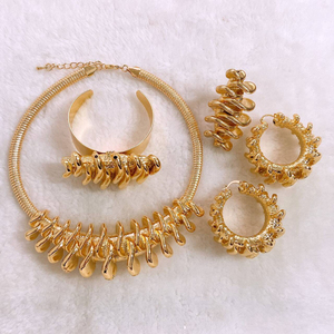 Última moda Popular moda mujer nupcial boda recién llegados lujo cobre chapado en oro fiesta regalo aniversario joyería conjunto - Product Image 3