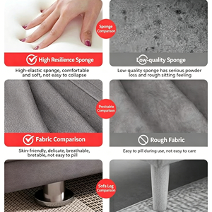 Sofá <span class=keywords><strong>Cama</strong></span> Doble Minimalista para Sala de Estar, Acolchado Grueso, Fundas Extraíbles, Plegable - Product Image 5
