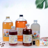 4oz 8oz 16oz 32oz Bouteille ronde en verre Boston givrée transparente pour Potion Juice Wellness Ginger Shots Whisky Liquides