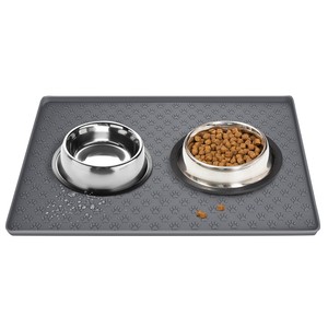 Fabrik preis Silikon-Haustier fütterung matte Rutsch festes wasserdichtes Pfoten abdruck design für Katzen und Hunde - Product Image 1