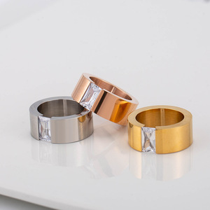 Diamond <b>Rings</b> <b>Titanium</b> Steel Princess Cut Geometric Banquet Jewelry Men's <b>Ring</b> 18K Gold Plated XYR0036 - Product Image 4