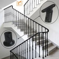 LD Metal Wholesale Balustre rond noir en fer forgé 5/8 avec collier pour rampe d'escalier intérieure en bois