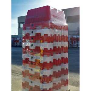 Barrières routières professionnelles en PVC pour la gestion du trafic, anti-corrosion, empilables, blanches/rouges, New Jersey 70 (100x40x70H cm), insonorisées - Product Image 4