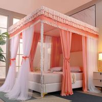 Moustiquaire carrée quatre saisons avec cadre, rideau de lit romantique ombrageant, baldaquin, rideau de lit à trois portes R2277