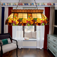 Estilo europeo 42 \ "colgante frutas patrón Tiffany vidrieras candelabro rectángulo para comedor Hotel iluminación Decoración