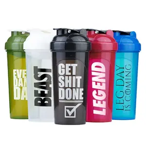 Bán buôn thể dục thể thao BPA free nhựa biểu tượng tùy chỉnh phòng tập thể dục chai rỗng Protein Shaker chai cho protein Lắc