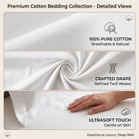Parure de draps d'hôtel 100 % coton 200 fils anti-boulochage – Draps plats et housses de matelas à poches profondes, antibactériens, ignifuges, avec coutures
