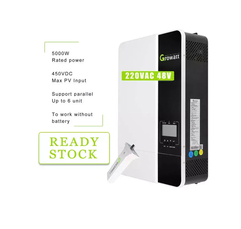 Pengiriman Cepat Inverter Grolwat SPF 5000ES 5000W 48vdc Pemantauan Wifi 5KW Inverter Surya Off Grid Bekerja dengan atau Tanpa Baterai