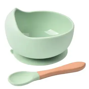 2 pz/set Silicone ciotola per l'alimentazione del bambino stoviglie per bambini ciotola di aspirazione impermeabile con cucchiaio piatti per bambini stoviglie roba per bambini