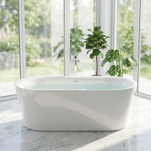 Bañera Ovalada Independiente de Acrílico de 1.8m, Diseño Moderno y Resistente, con Drenaje Central, para Hoteles y Villas - Product Image 2