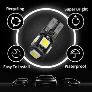 หลอดไฟรถยนต์ T10 Canbus สีขาว น้ำเงิน แดง 5 SMD 5050 LED รุ่น W5W 194 168 ป้องกันไฟแจ้งเตือนความผิดพลาด DC 12V หลอดไฟแบบ Wedge พร้อมตัวถอดรหัสสัญญาณไฟเลี้ยว - Product Image 5