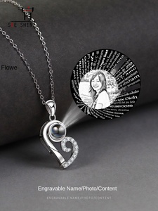 Amour couture sucer coeur forme <span class=keywords><strong>Couple</strong></span> collier paire en argent Sterling croix chaîne personnalisé <span class=keywords><strong>Photo</strong></span> enfants anniversaire à la mode - Product Image 4