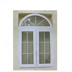 การออกแบบหน้าต่างประตูครึ่งกลมคุณภาพสูง UPVC หน้าต่างอื่น ๆ หน้าต่างบานเปิดพีวีซีเคลือบสองชั้น