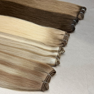 Prix d'usine Tissage de cheveux humains slaves, extensions de cheveux européens vierges bruts, tissage Genius Weft invisible double drawn blond - Product Image 3