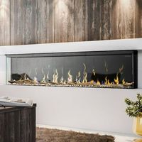 Cheminée électrique linéaire encastrable, multicolore avec pierres de cristal et faux bûches, chauffage mural électrique avec télécommande