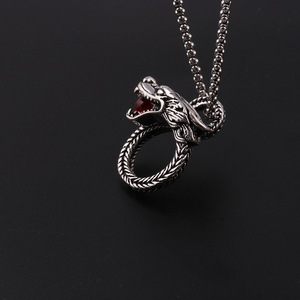 Vintage In Acciaio A Catena In Argento Anello del Drago Del Pendente Della mano Della Collana Della Lega di NA032 - Product Image 4